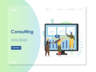 Danışmanlık vektör web sitesi açılış sayfası tasarım şablonu
