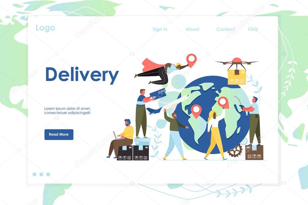 Delivery vector website landing page design template