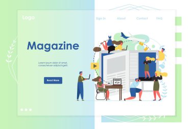 Magazine vector website landing page design template clipart