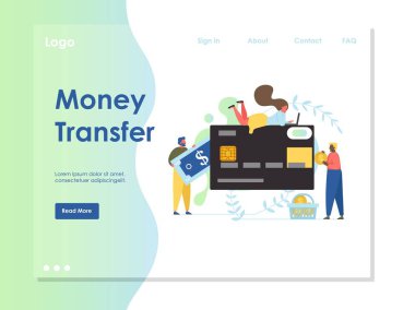 Para transferi vektör Web sitesi açılış sayfası tasarım şablonu