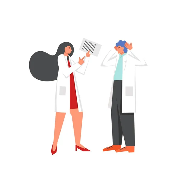Two doctors discussion, vector flat style design illustration — Stock Vector