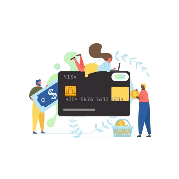 Geld transfer, Vector platte stijl ontwerp illustratie — Stockvector