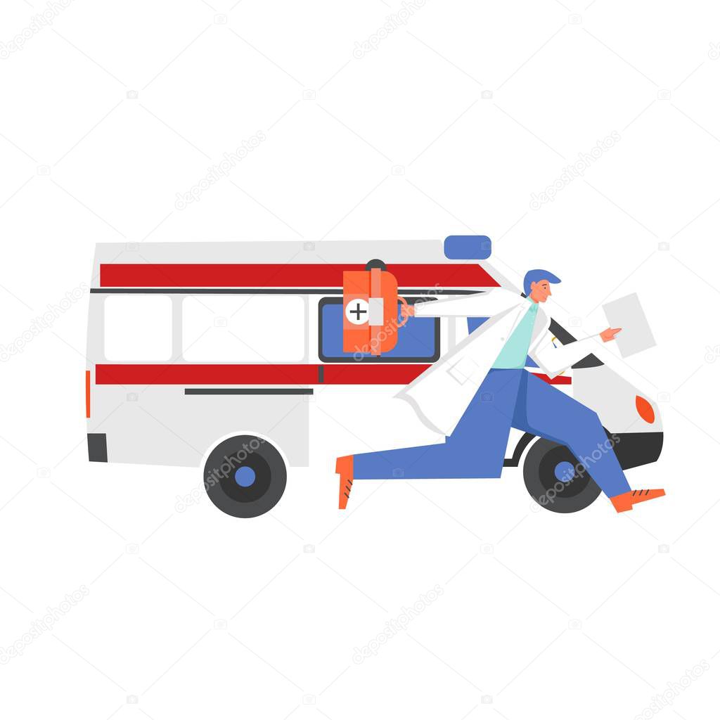 Emergency medical services, vector flat style design illustration