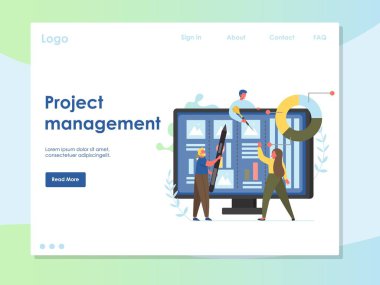 Proje yönetimi vektör web sitesi açılış sayfası tasarım şablonu