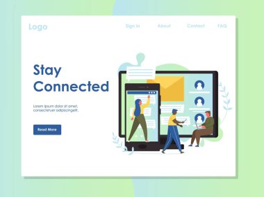 Bağlı vektör Web sitesi açılış sayfası tasarım şablonu kal