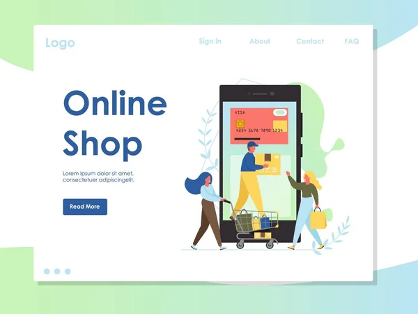 Loja online vetor site modelo de design de landing page — Vetor de Stock