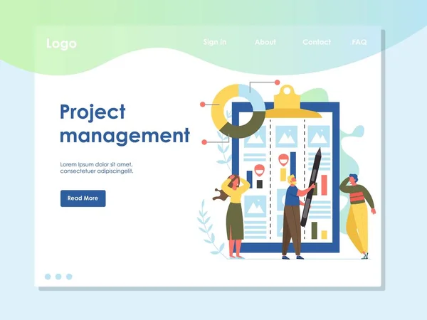 Project Management Vector webbplats målsida formgivningsmall — Stock vektor