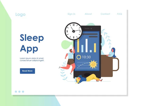Schlaf App Vektor Website Landing Page Design-Vorlage — Stockvektor