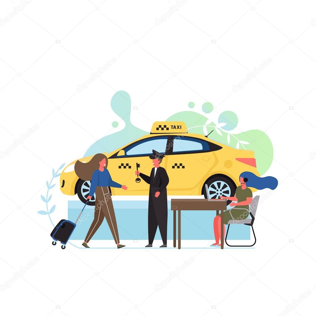 Taxi service, vector flat style design illustration