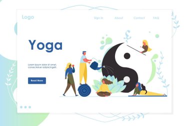 Yoga vektörü web sitesi iniş sayfası tasarımı şablonu