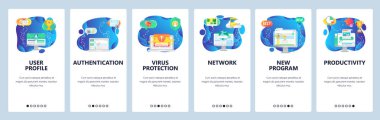 Web sitesi ve mobil uygulama ekranları vektör şablonu onboarding