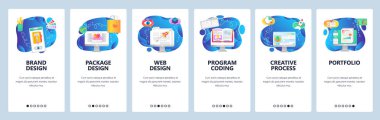 Web sitesi ve mobil uygulama ekranları vektör şablonu onboarding