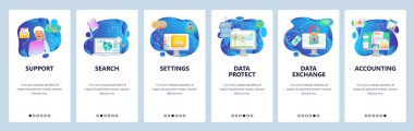 Web sitesi ve mobil uygulama ekranları vektör şablonu onboarding