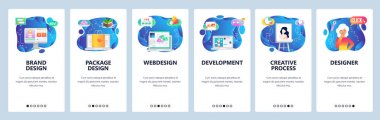 Web sitesi ve mobil uygulama ekranları vektör şablonu onboarding