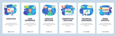 Web sitesi ve mobil uygulama ekranları vektör şablonu onboarding