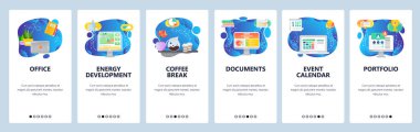 Web sitesi ve mobil uygulama ekranları vektör şablonu onboarding