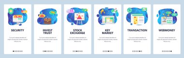 Web sitesi ve mobil uygulama ekranları vektör şablonu onboarding