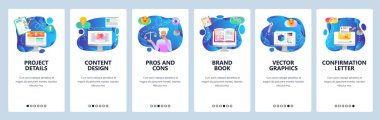 Web sitesi ve mobil uygulama ekranları vektör şablonu onboarding