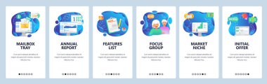 Web sitesi ve mobil uygulama ekranları vektör şablonu onboarding