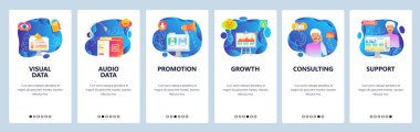 Web sitesi ve mobil uygulama ekranları vektör şablonu onboarding