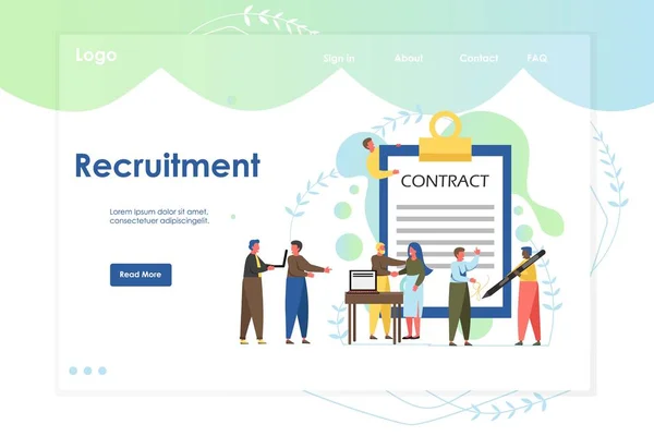 Rekrutierung Vektor Website Landing Page Design Template — Stockvektor