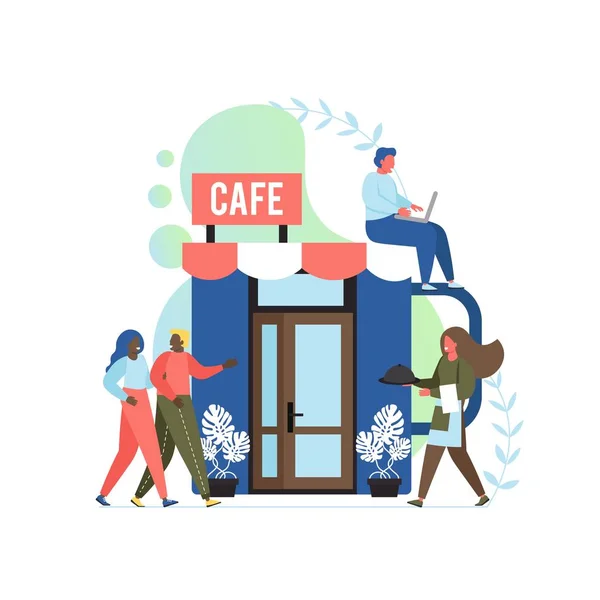 Cafe concept vector platte stijl ontwerp illustratie — Stockvector