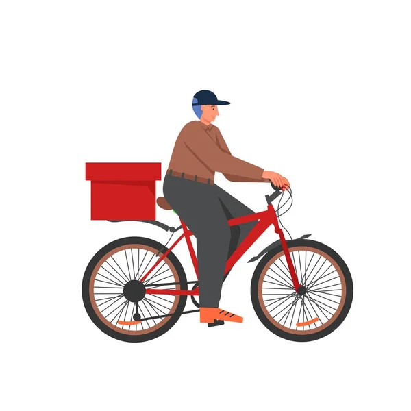 Services de livraison de nourriture à vélo, vecteur plat illustration isolée — Image vectorielle