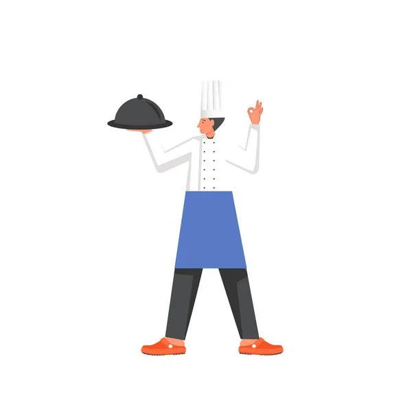 Restaurante cocinero, vector de diseño de estilo plano ilustración — Vector de stock