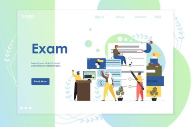 Sınav vektör web sitesi açılış sayfası tasarım şablonu