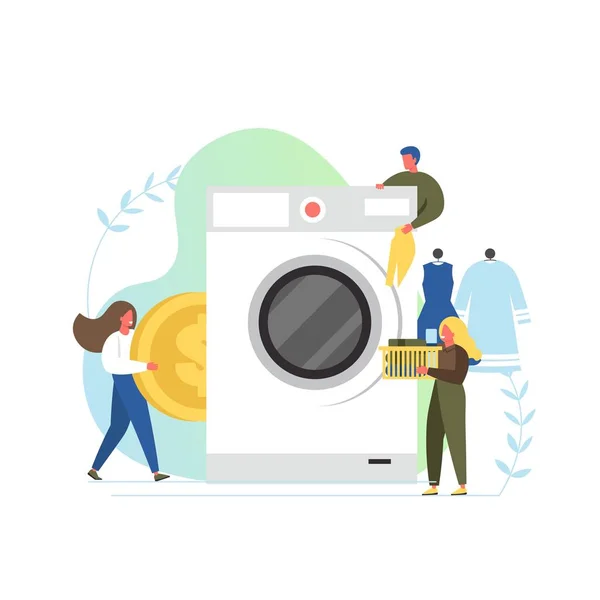 Servicio de lavandería, ilustración de diseño de estilo plano vectorial — Archivo Imágenes Vectoriales