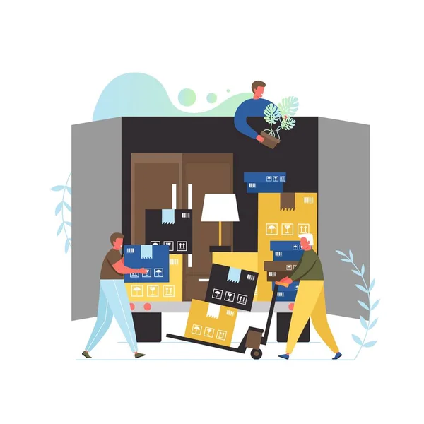 Moving company services, vector flat style design illustration