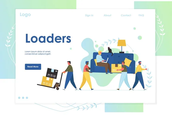 Loaders vector website landing page design template — Stock Vector