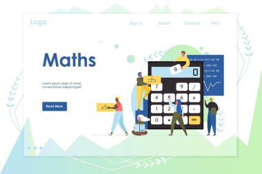 Matematik vektör web sitesi açılış sayfası tasarım şablonu