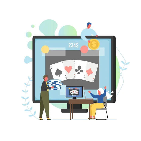 Online Poker, vektorový návrh stylu, ilustrace — Stockový vektor