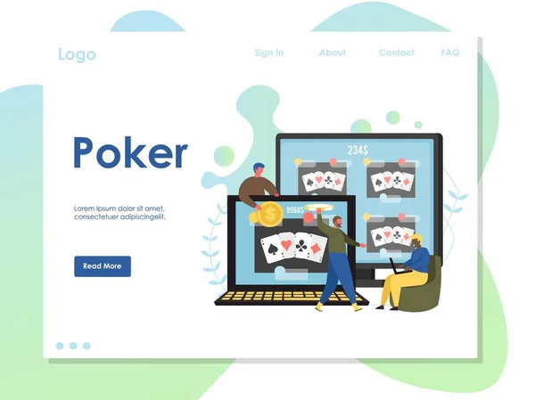 Modelo de design de landing page de site vetorial de poker — Vetor de Stock