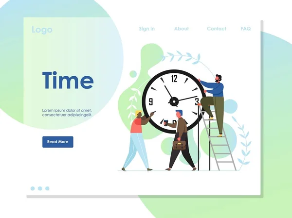 Modelo de design de landing page de site vetorial de tempo —  Vetores de Stock