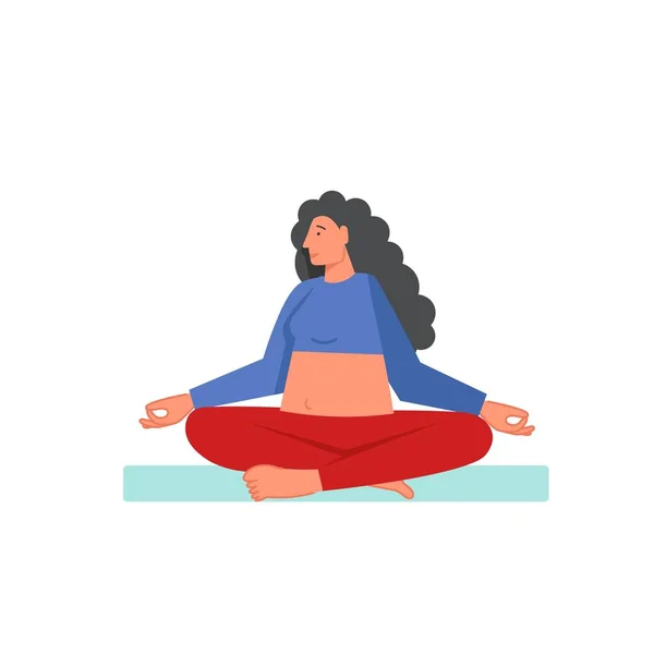 Sukhasana yoga pose, vector plano estilo diseño ilustración — Vector de stock