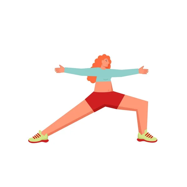 Warrior 2 yoga pose, vektor platt stil design illustration — Stock vektor