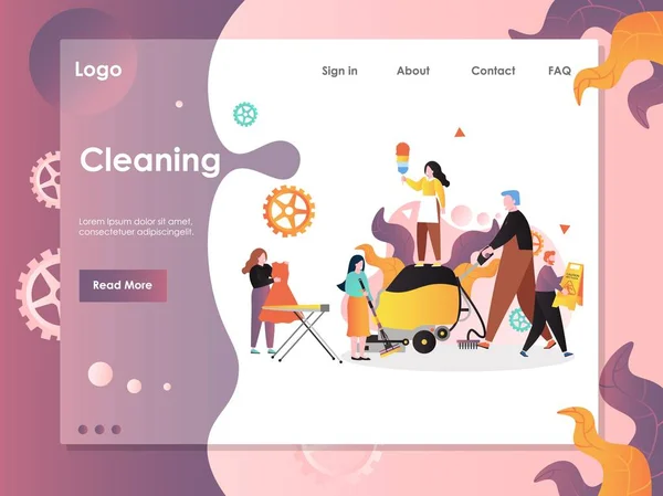 Cleaning vector website landing page design template — Stock Vector