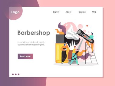 Berber vektör web sitesi açılış sayfası tasarım şablonu