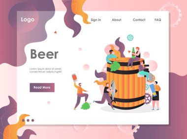 Bira vektör web sitesi açılış sayfası tasarım şablonu