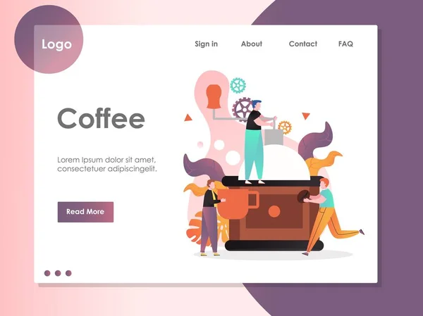 Modelo de design de landing page de site de vetor de café —  Vetores de Stock