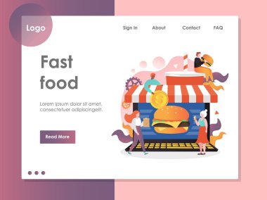 Fast food vektörü web sitesi iniş sayfası tasarımı şablonu