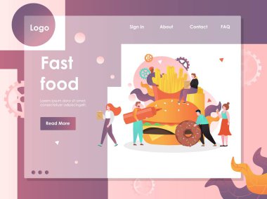 Fast food vektörü web sitesi iniş sayfası tasarımı şablonu