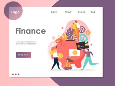 Finans vektör web sitesi açılış sayfası tasarım şablonu