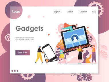 Gadgets vektör web sitesi açılış sayfası tasarım şablonu