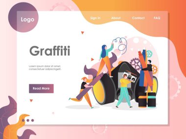 Grafiti vektör Web sitesi açılış sayfası tasarım şablonu