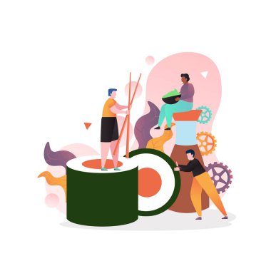 Web banner, web sitesi sayfası için Japon gıda vektör kavramı