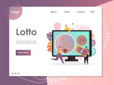 Lotto vektör web sitesi açılış sayfası tasarım şablonu