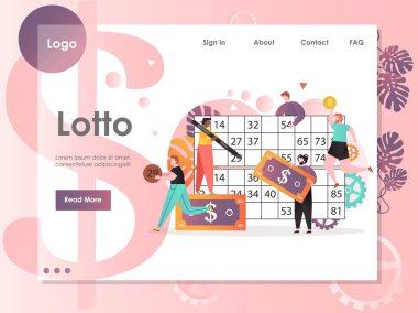Lotto vektör web sitesi açılış sayfası tasarım şablonu